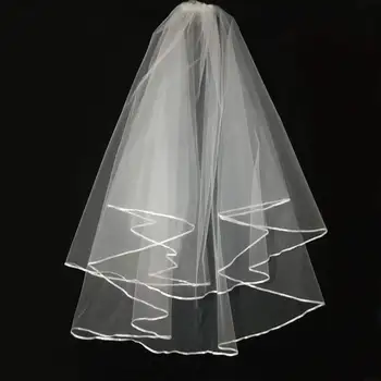 שתי שכבות רעלה עם מסרק זולים לבן שנהב כלה הינומה לכלה לנישואין אביזרים החתונה