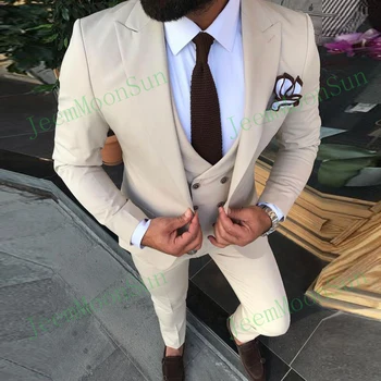 3 חתיכה בז ' חליפות גברים 2022 Slim Fit שיא דש חתונה חליפת עסקים החתן לובש תפורים בלייזר אפוד מכנסיים תחפושת Homme