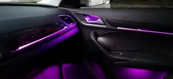המכונית אור מקיף להגדיר עבור אאודי Q3 דקורטיבי LED מנורת אווירה מוארת רצועת 64 צבעים כפתור שליטה 2013-2018