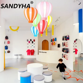 SANDYHA נברשת מודרנית צבע בלון אוויר חם תליון אור עבור חדר ילדים בחנות בגדים Led מקורה עיצוב תאורה המנורה