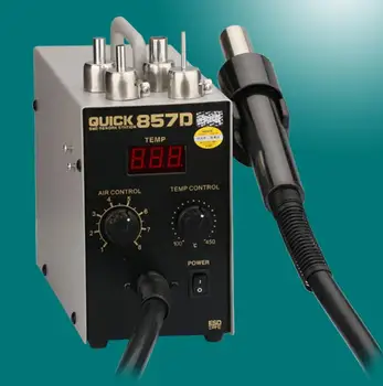 מהר 857D להוביל חינם מתכוונן אוויר חם אקדח חום עם סליל הרוח 580W SMD לעבד, תחנת באיכות גבוהה
