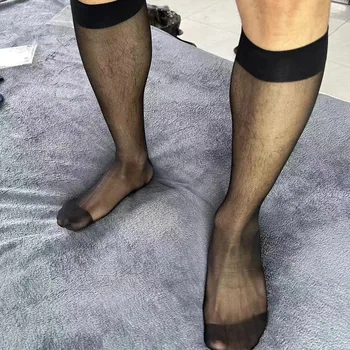 חכם-MENMODE סקסי גרבי גברים דק במיוחד גרביים שקופים צרוף עסקים רשמית גרב גרב ארוטי