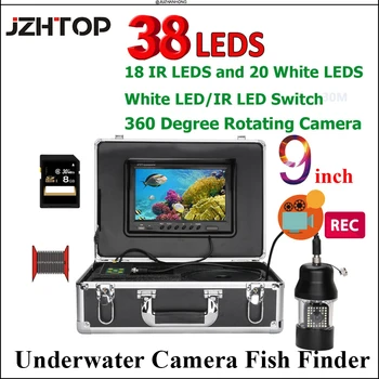 9 אינץ ' צג מתחת למים לדוג דגים מצלמת וידאו מאתר IP68, עמיד למים 38 נוריות 360 תואר סיבוב המצלמה