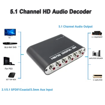 5.1 ch Stereo דיגיטלי אנלוגי AC3 ממיר אודיו אופטי דיגיטלי קואקסיאלי אנלוגי מפענח מגבר