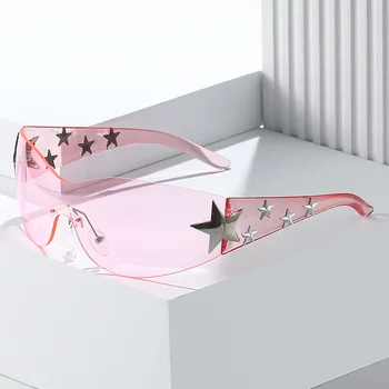פאנק ספורט Y2k כוכב משקפי שמש של האישה מעצב מותג אופנה Uv400 משקפי גברים Google גוונים חתיכה אחת לעטוף משקפי שמש