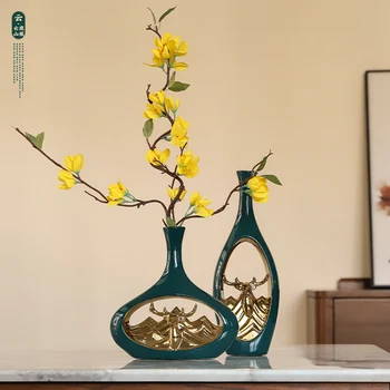 אור יוקרה אגרטל קרמיקה שולחן קישוט יצירתי הביתה סיני חדש יין הקבינט קישוט עיצוב הבית