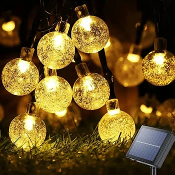LED סולארית אורות מחרוזת חיצוני Led קריסטל גלוב אור עם 8 מצבי עמיד למים אנרגית שמש פטיו המנורה על מסיבת גן, עיצוב