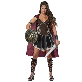 נשים בוגרות מימי הביניים ברומא, זינה, הנסיכה הלוחמת תחפושת ליל כל הקדושים המפלגה Cosplay הרומית ספרטה גלדיאטור השמלה