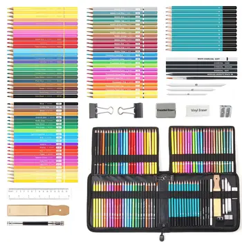 מקצועי סקיצה עיפרון להגדיר 102 פיסת ציור אמנות ערכת כלי פחם שמן עפרונות צבעוניים לסטודנטים ציור ציוד אמנות