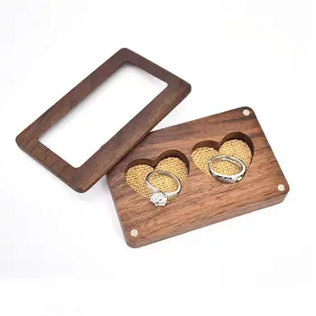 עץ קופסה של טבעת לטקס חתונה רומנטי זוגי-לב בטוח מגנט אבזם תכשיטים בעל Dropshipping
