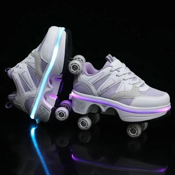 דפורמציה גלגיליות נעליים ארבעה גלגלים פארקור ספורט הרים נעלי ילדי בנות ילדים גלגיליות סניקרס יוניסקס
