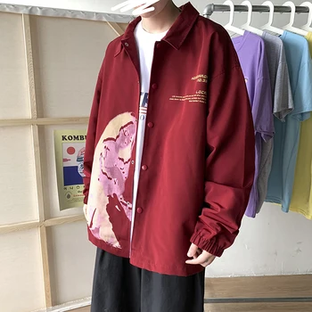 מנופחים הדפסה מעילים לגברים 2023 יפן סגנון Mens Harajuku אופנת רחוב מעיל רוח זכר מזדמן היפ הופ מעיל מחבל קוריאנית