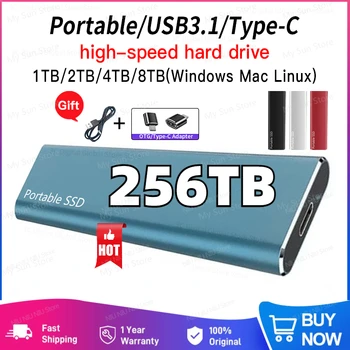 חיצוני SSD 64TB 30TB Portable Hard Drive 16 טרה-בתים 8 טרה-בתים USB3.1 נייד כונן הזיכרון המוצק אחסון תואמים עבור Latop/שולחן העבודה/ps5