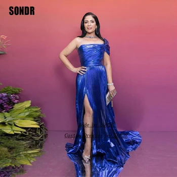 SONDR כחול רויאל צד שסף וינטג ' קו שמלת ערב כתף אחת סעודיה Dubia רשמית מפלגה שמלות שמלה Vestidos 2023