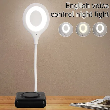 מנורת שולחן חכם שליטה קולית, תאורה מתקפל שולחן USB הגנה על העין בקריאה חיסכון באנרגיה על המיטה נייד