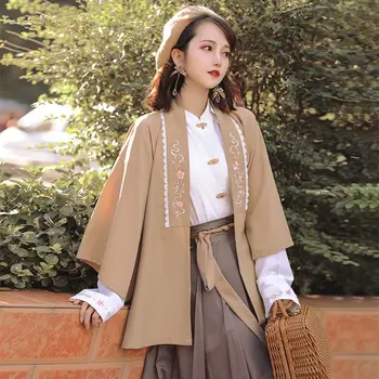 סינית מסורתית תחפושת Hanfu מודרני בסגנון שושלת מינג שיפור אישה Cosplay אופנה טרי גרייס בראון JK חצאית 3PCS להגדיר