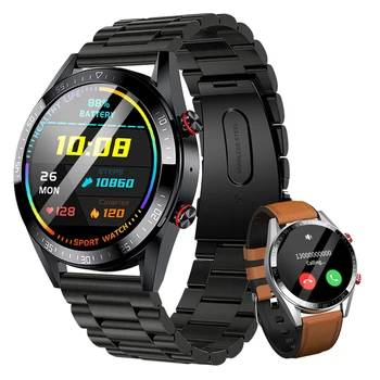 חדש 454*454 מסך IP67 עמיד למים קצב הלב שעון חכם תמיד להציג את הזמן Bluetooth שיחה המוזיקה המקומית גברים Smartwatch +קופסא