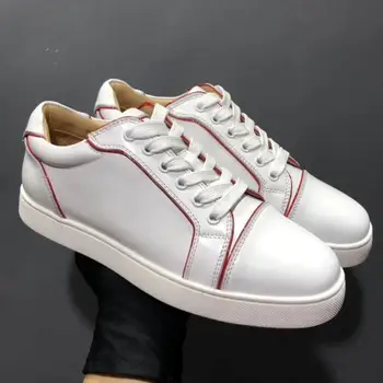 יוקרה, אופנה פשוטה נמוכה העליונה נעלי גברים לבנים מזדמן לוח נעליים כמה הבלעדי אדום הנעל מגמה