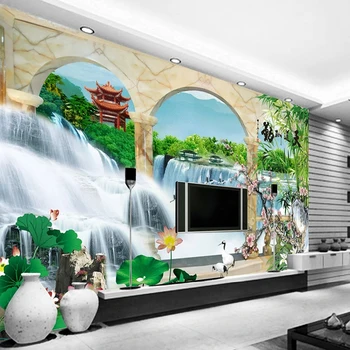 מנהג מודרני טפט 3D נוף מפל ציור קיר תמונה טפט על קירות הסלון, חדר השינה ללמוד עיצוב הבית