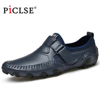 בסגנון בריטי גברים נעליים מזדמנים נעלי עור אמיתי נעלי גברים לנשימה רשת נהיגה נעלי מוקסינים אדם דירות