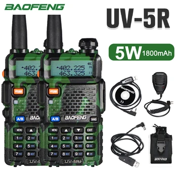 2Pcs Baofeng כף יד ווקי טוקי UV-5R Dual Band VHF UHF תקשורת רדיו הסוואה UV 5R שני הדרך רדיו המשדר.