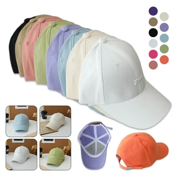 2023 קוריאנית ממתק כותנה צבע כובע בייסבול אביב קיץ נוחות בגראנד קליטת Snapback מתכוונן מכתב רקמה Sunhat