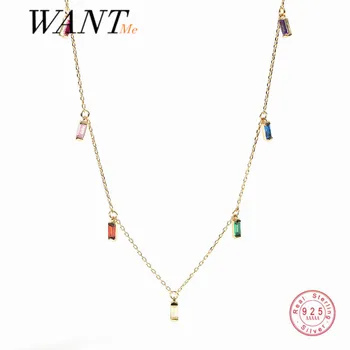 רוצים כסף סטרלינג 925 גיאומטריות צבע מצופה שרשרת עצם הבריח שרשרת עבור נשים קוריאני מקסים שיק מסיבת חתונה תכשיטים