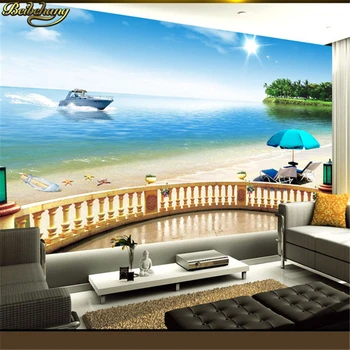 beibehang ימי נוף דקל מותאם אישית מלון גדולים קיר הסלון רקע חלקה בד 3d טפט לקירות