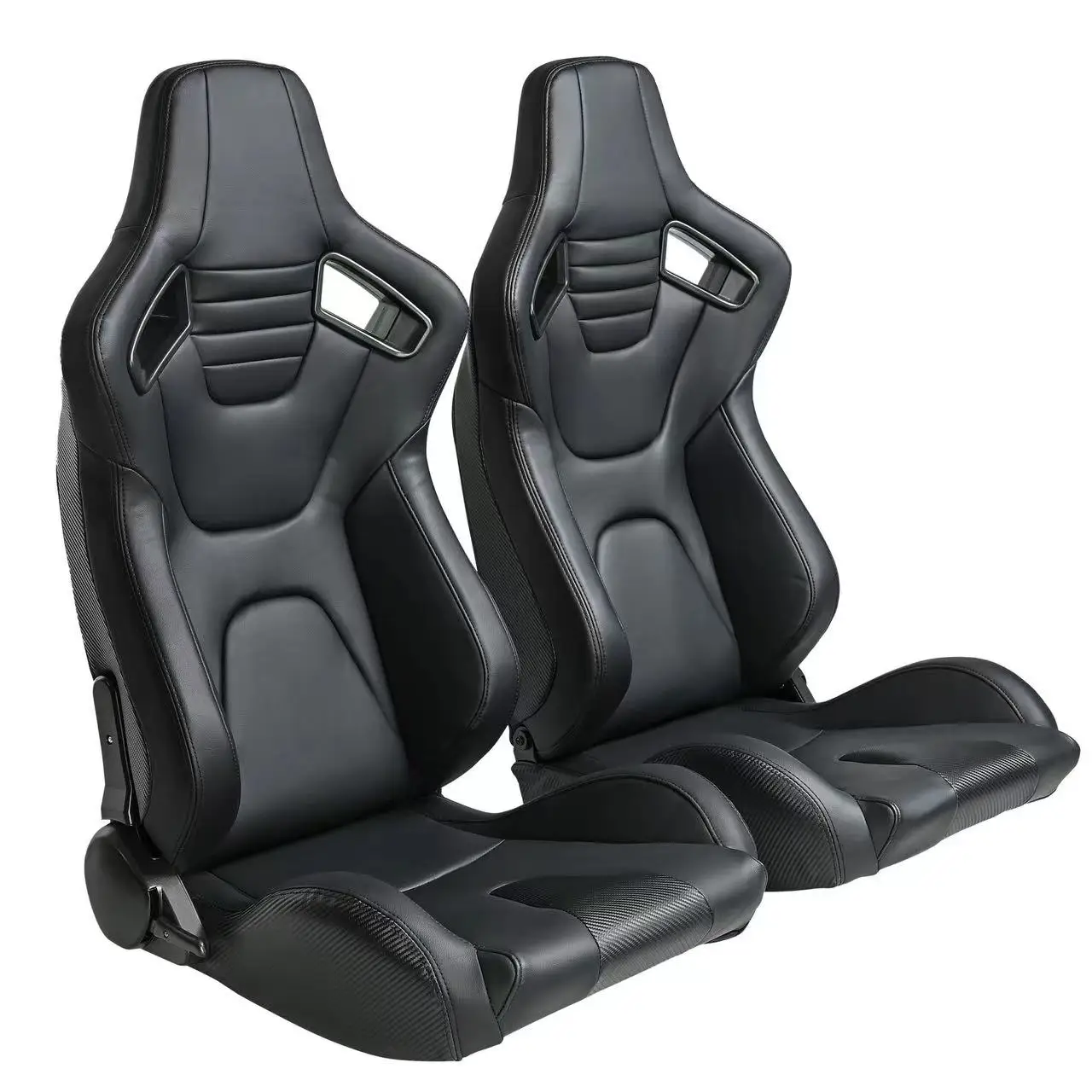 שחור PVC פחמן נראה כפול עם המחוון יחיד מתאם עבור הרכב הרכב להשתמש ספורט מרוצי מושב