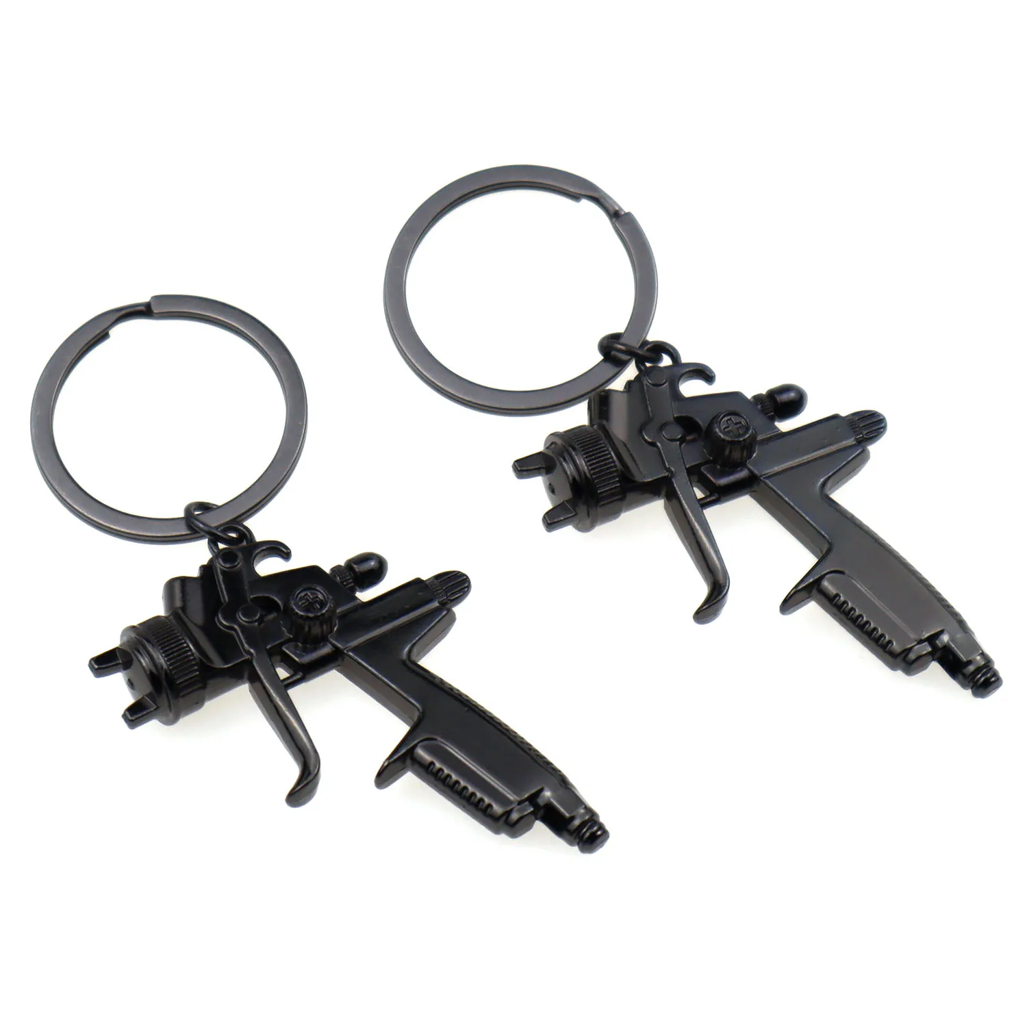 2 Pack - ספריי צבע, אקדח מתכת מפתח שרשרת תליון טבעת מחזיק מפתחות אביזרים מתנה שחורה