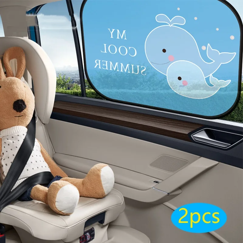 2pcs המכונית בצד החלון שמשיה מצוייר בדוגמת אוטומטי גווני שמש מגן מתקפל המכונית כיסוי עבור התינוק ילדים המכונית סטיילינג