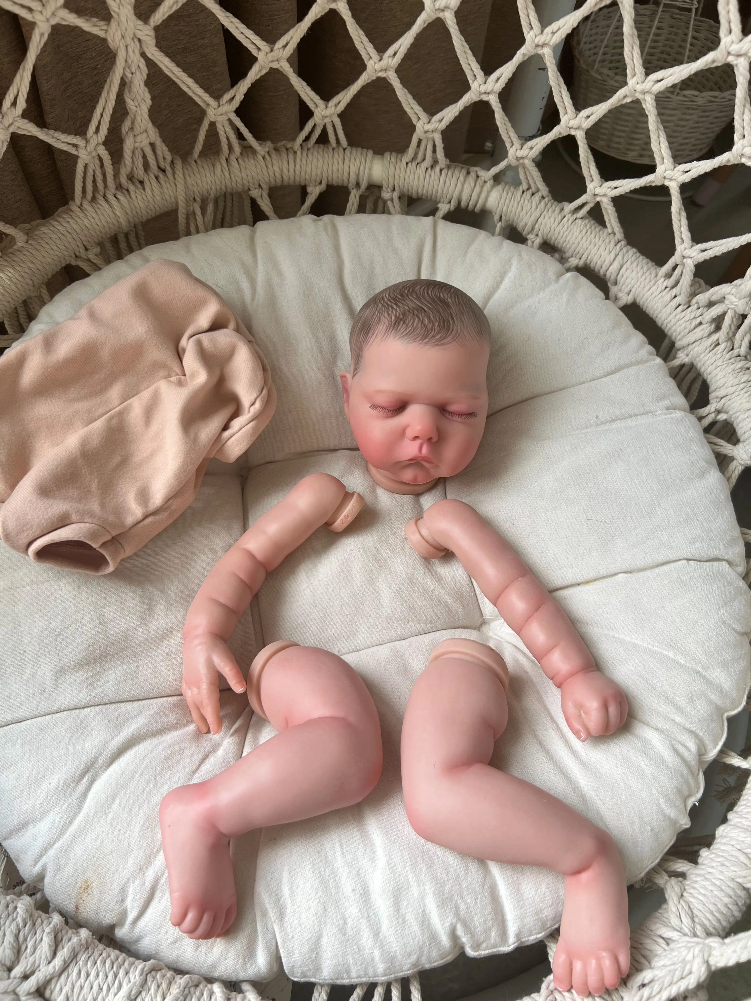 FBBD 19inch כבר צבוע מחדש חלקי הבובה ווילה ער מציאותי התינוק 3D ציור עם נראים לעין ורידים בד הגוף כלול