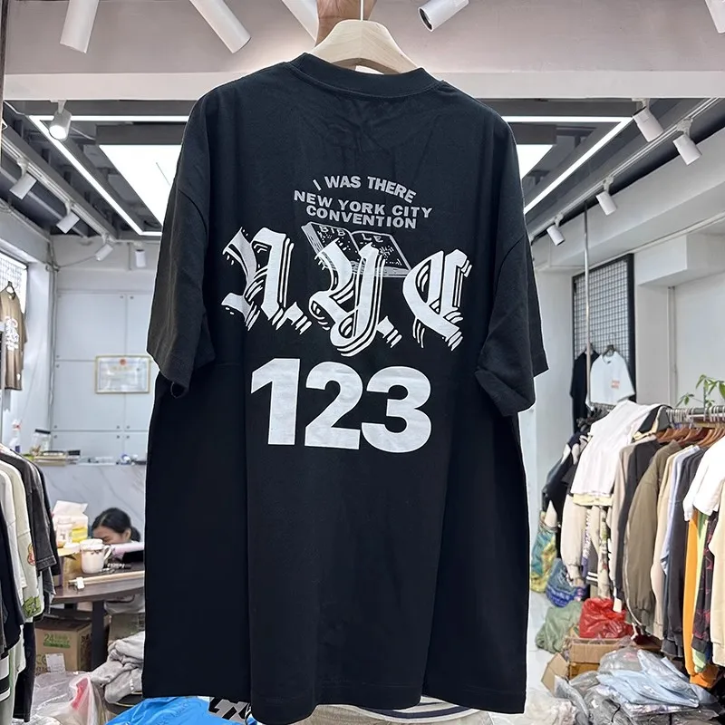 חדש 
 RRR123 דיגיטלי מודפס פשוט Loose חולצת נשים גברים ררר 123 טי העליון חולצה היפ הופ