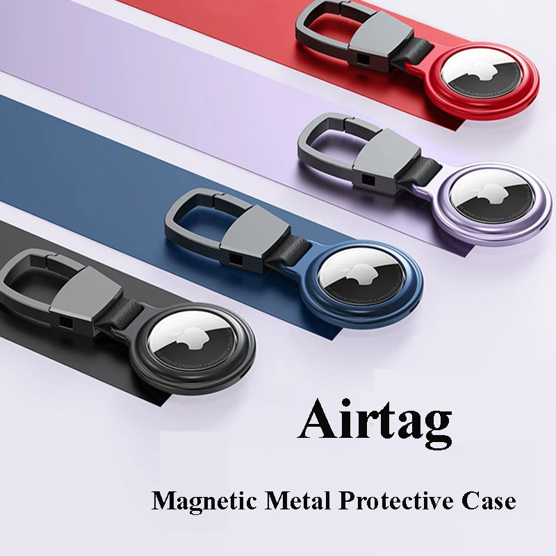 על Airtag מקרה,צבעוני מגנטי מתכת כיסוי מגן מקרה עבור Airtag עם Airtag מחזיק מפתחות,אנטי איבד Airtag מחזיק עבור גברים