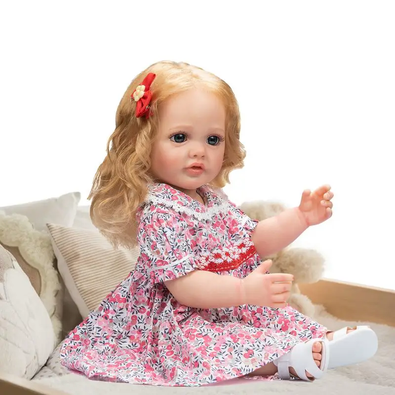 פעוט בובות 22 אינץ הפעוט בובות תינוקות מלאה סיליקון גוף עמיד למים מציאותי בובות בובות התינוק עבור בת 3 בנות