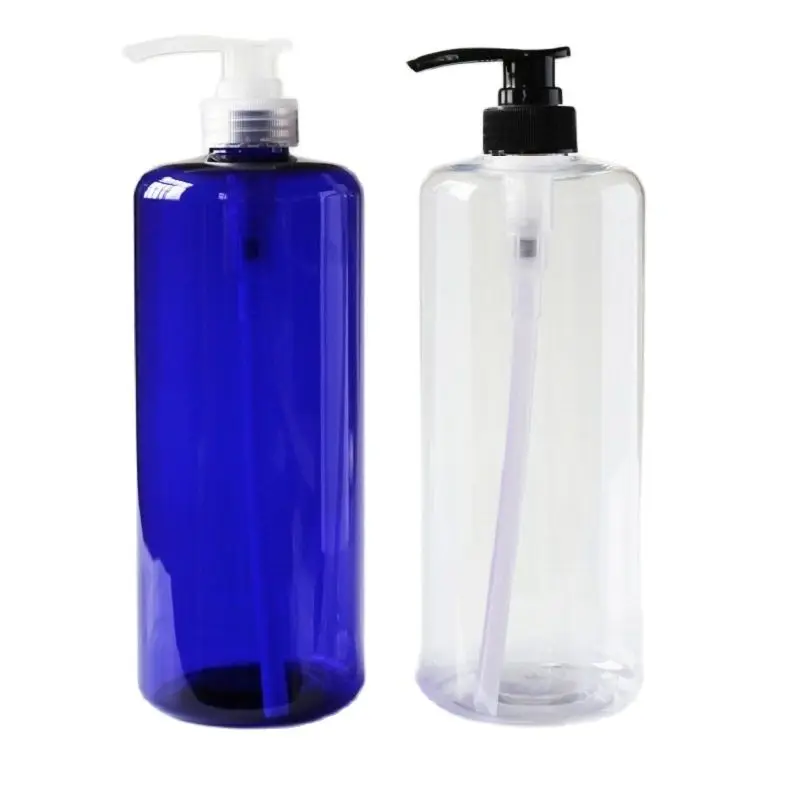 שקוף כחול שמפו מילוי בקבוק פלסטיק עגול 1000ML שחור ברור משאבה 1 ליטר קוסמטיים אריזה אמולסיה בקבוק קרם 8pcs